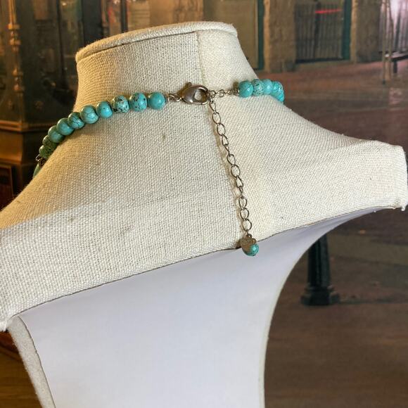 0069 HDNY (Henry Designs) Turquoise Stone & Silver Tone Pendant Necklace EUC - Picture 3 of 6